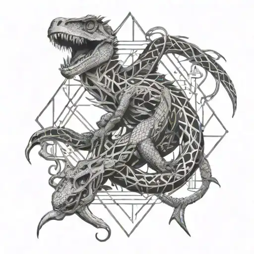 Dinosaur And Snakes Intertwined