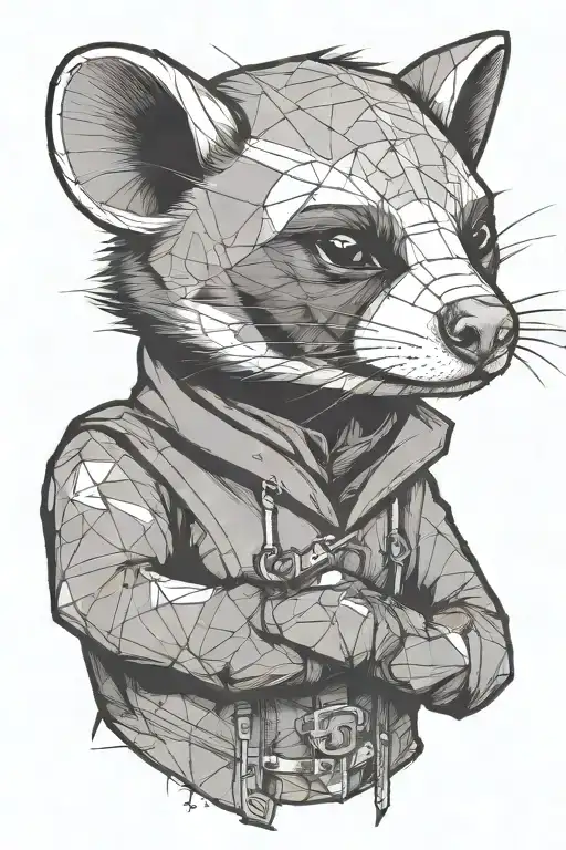 A Ferret Dressed As Assassin With Hood And Imperceptible Assassins Creed Game Logo