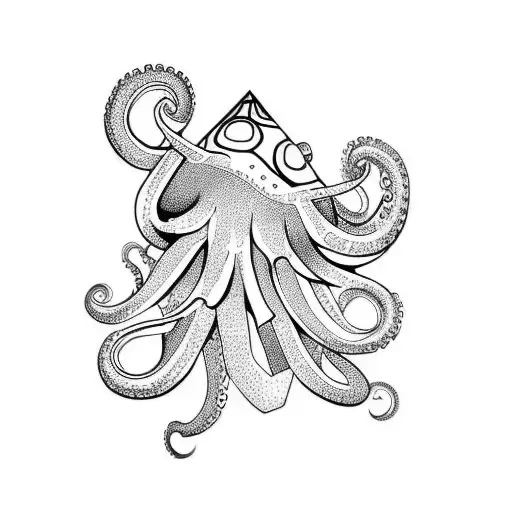 A Minimalistic Tattoo Of A Geometric Octopus