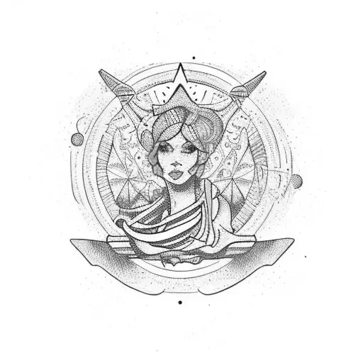 Western Cosmic Cowgirl Tattoo Arm Sleeve With A Scenery