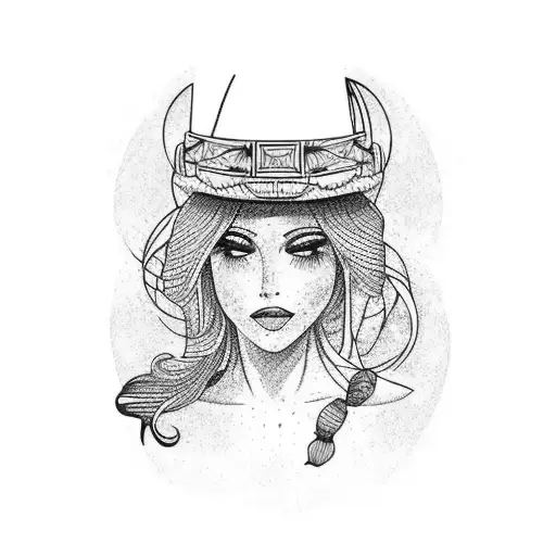 Western Cosmic Cowgirl Tattoo Arm Sleeve With A Scenery Background