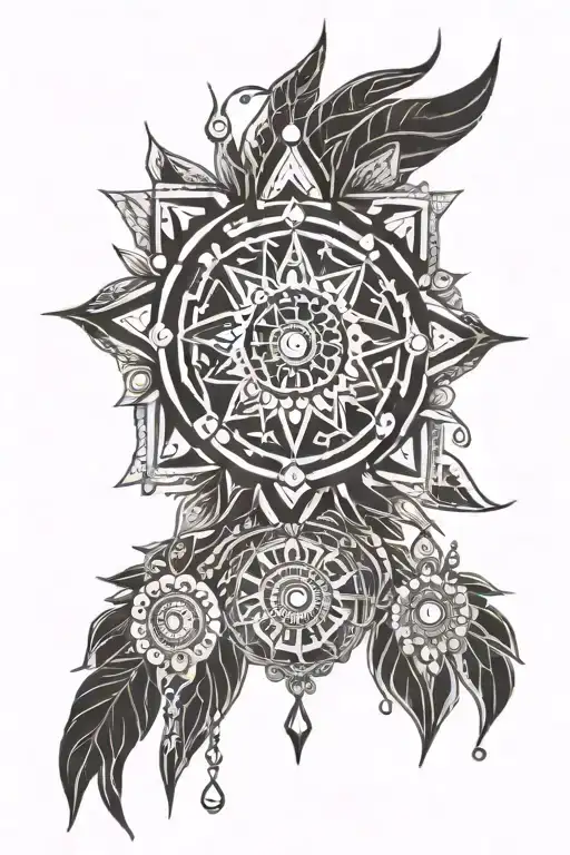 Boho Sun With Dangling Jems And Crystals