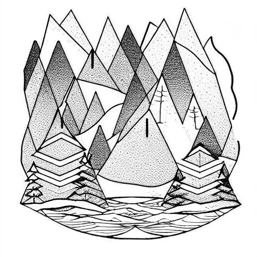 Forest With Mountains And River