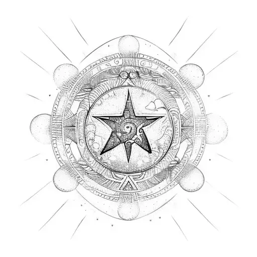 Ocean With Neo Tribal Symbols