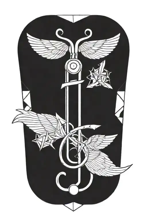 Simple Caduseus And Stethoscope Forming The Shape Surrounded