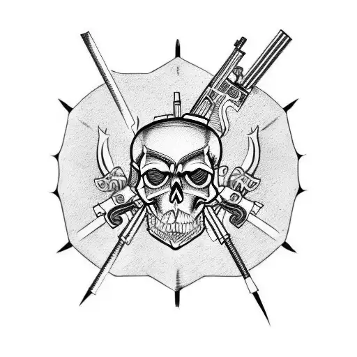 Fire Skull With Guns