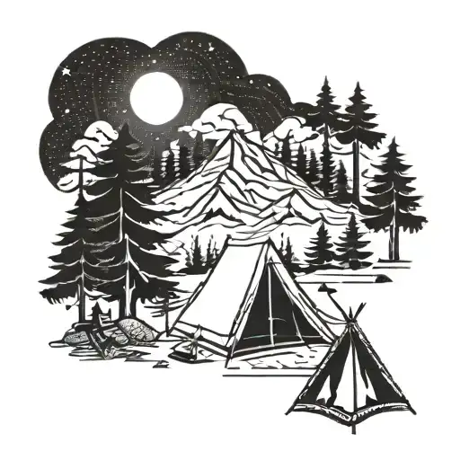 Camping Scene With A Tent