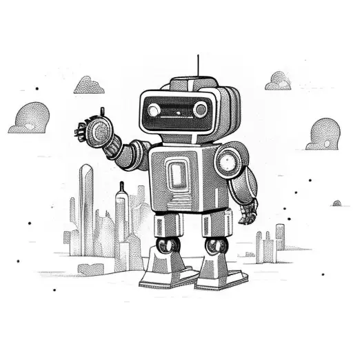 A Futuristic Robot Playing A Guitar In A Cyberpunk Cityscape