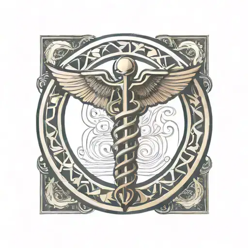 Caduceus Symbol In A Circle