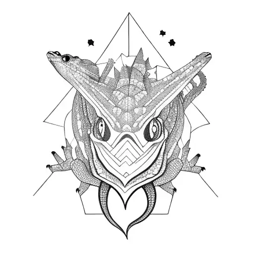 Shadow Of A Lizard Against A Background Of Stars And Smoke