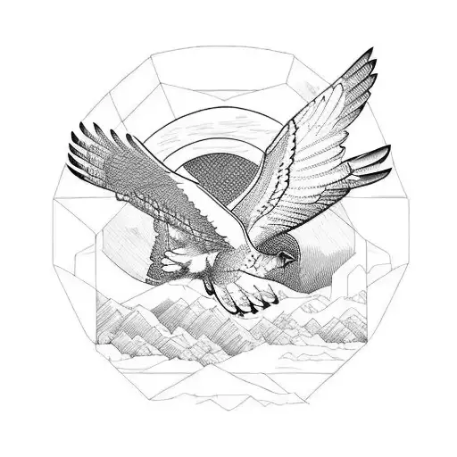 A Majestic Hawk Soaring Over A Mountain Range