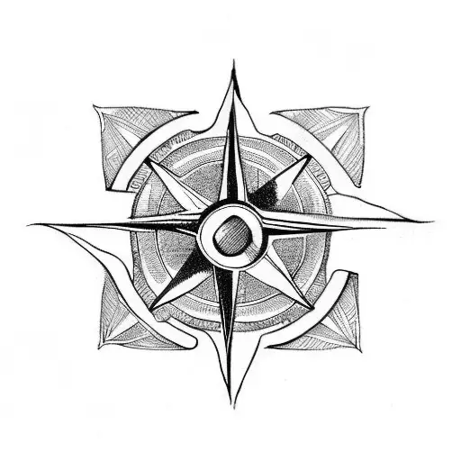 Trident With A Compass In The Middle And Ending With An Anchor