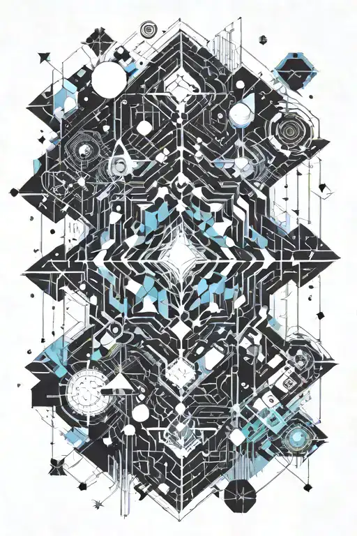 A Geometric Space Landscape Inspired By Technology Incorporating A Small Amount Of Cyan