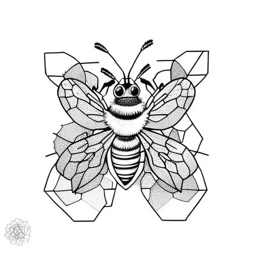 Bee With Honey Comb And Flowers For Around The Knee