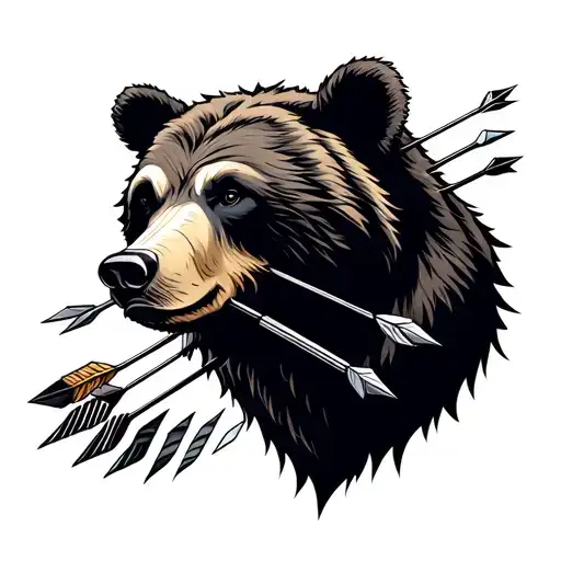 Bear Head With Arrows Going Through Head