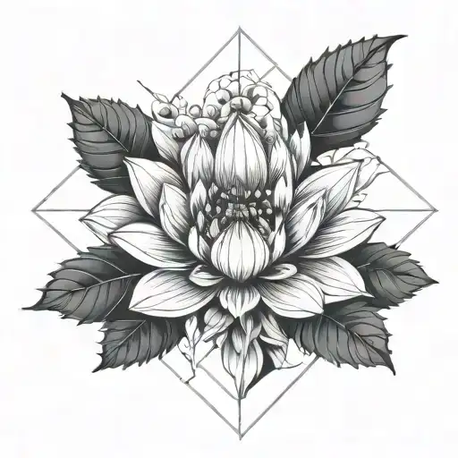 Mixing Lotus Flower With Holly Flower And Small Cross