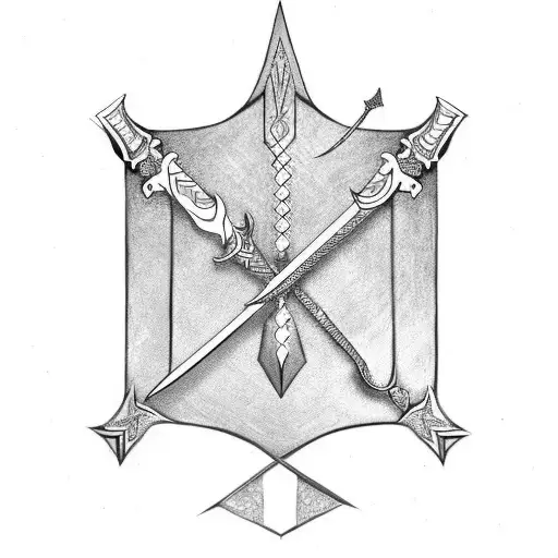 Upside Down Sword Made Out Of Letters And Numbers