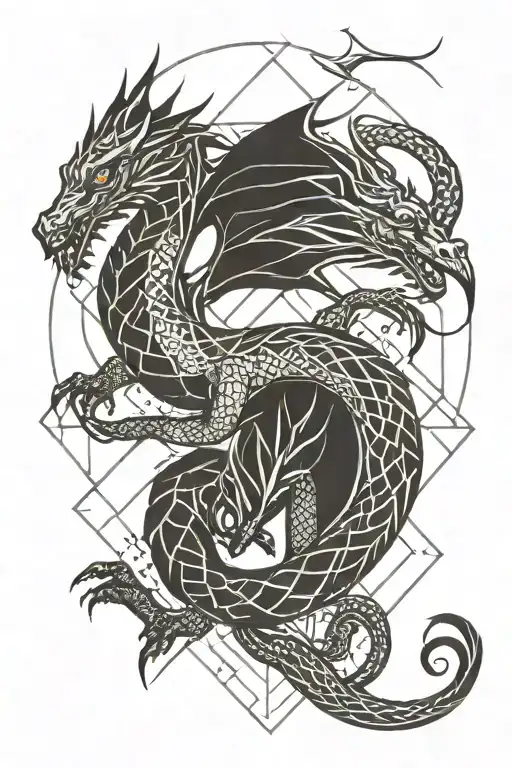 Dragon And Zodiac Sign Aquarius