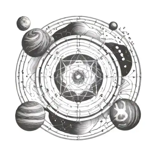 Transmutation Circle With Planets And Symbols