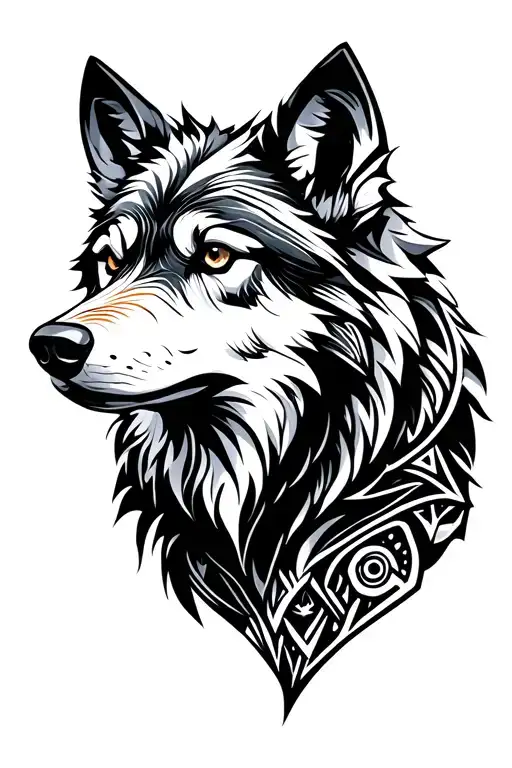 Animal Line Art Wolf Head