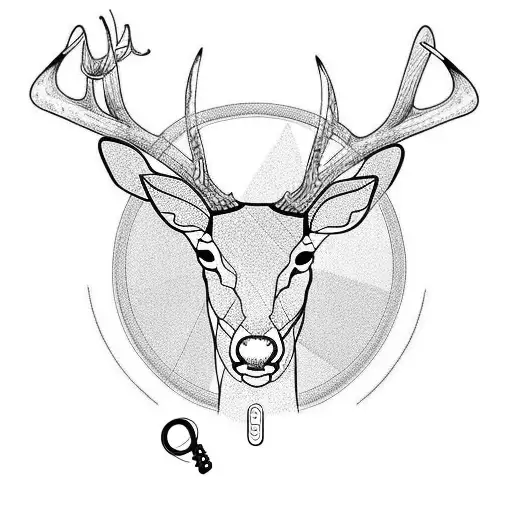 Treble Clef Fishing Line And Deer In Background