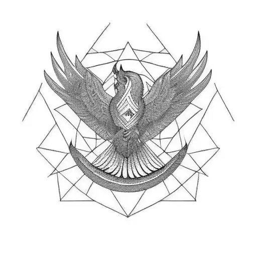 Phoenix And Sword In Background