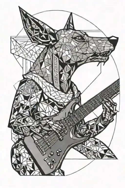 Anubis Playing A Bass Guitar
