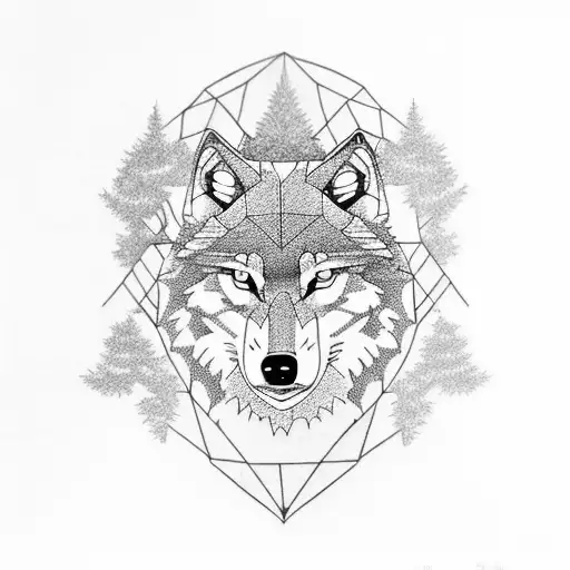 Wolf In Dark Pine Forrest