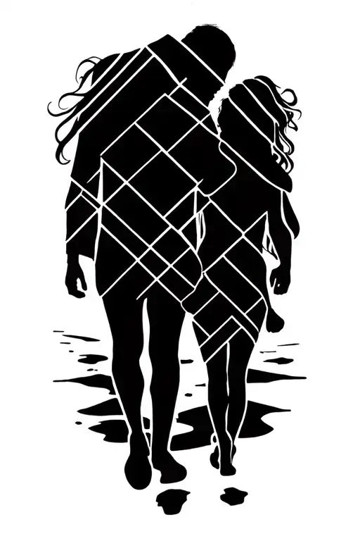 Father Son Daughter Shadow Walking