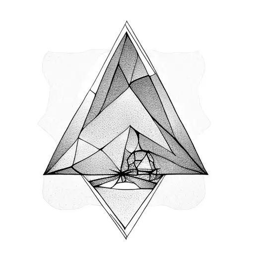 Geometric Fine Line Sycamore Tree Inside Inverted Triangle