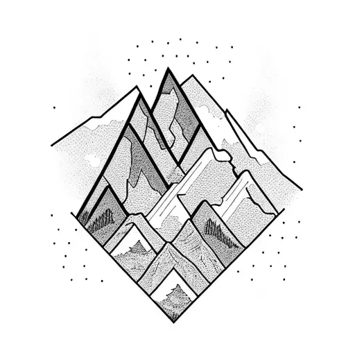 A Minimalist Tattoo Of A Hiker Conquering A Mountain Peak
