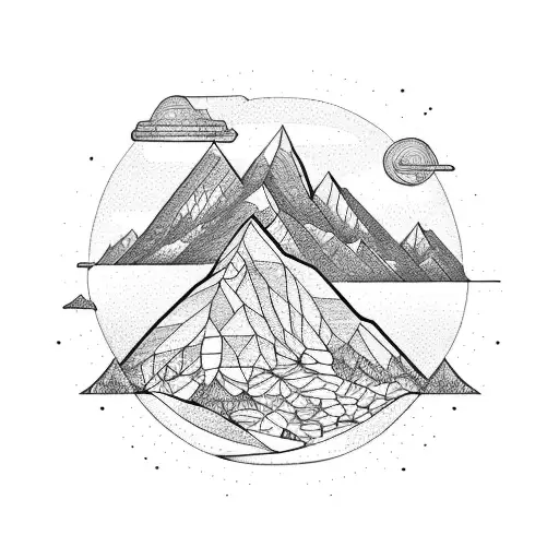 A Mountain Range With Electronic Circuitry Integrated Into The Landscape