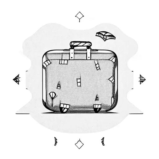 A Vintage Suitcase With Travel Stickers And A Hot Air Balloon Emerging From It