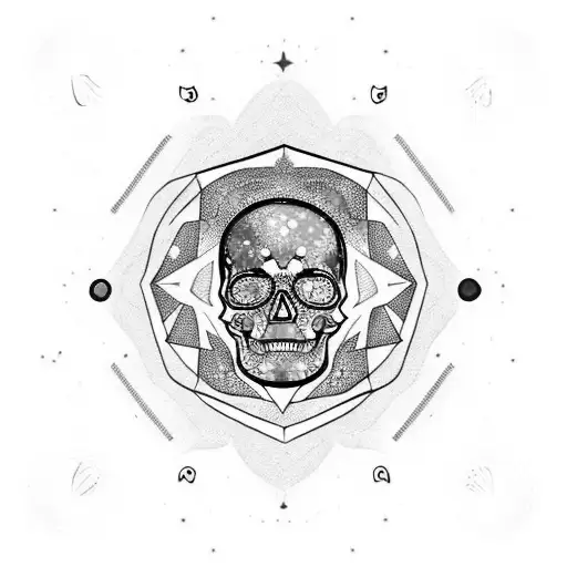 Cosmic Skull Surrounded By Cosmic Honeycomb