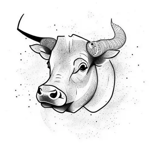 Create A Minimalist Tattoo About Gambling Addiction Combined With Noradrenaline Molecule And A Bull