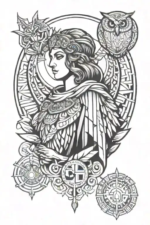 Athena Greek Goddes With Owl