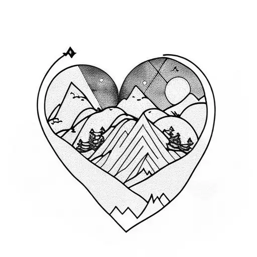 Full Moon With Heart Shaped Mountain