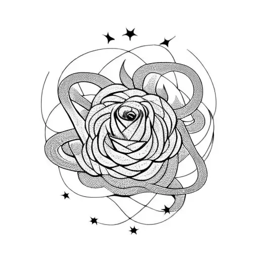 Snake With Flowers And Stars