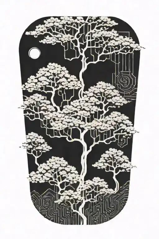 Tree Computer Binary Code Symbols Woven Into The Design And Add Jupiter