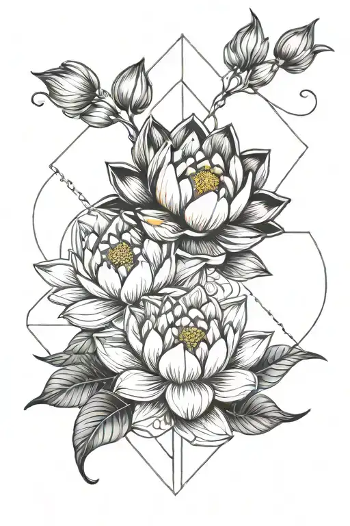 Lotus Flowers Intertwining Athena The Greek Goddess And Atlas The Greek God Tattoo