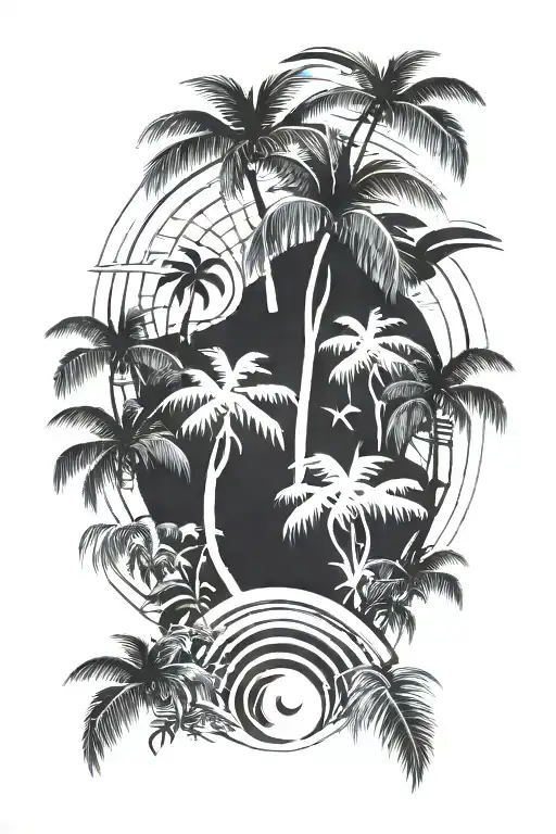 Island Palm Trees Yin Yang Symbol