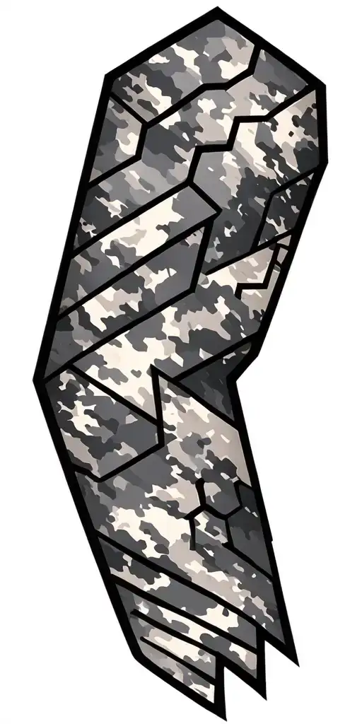 A Hexagonal Military Camouflage Sleeve Tattoo