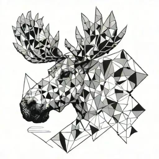 Moose Head Out Of Black And White Triangles