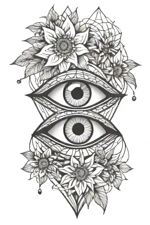 Eye And Flower Blooming Spiritual Symbol Merging