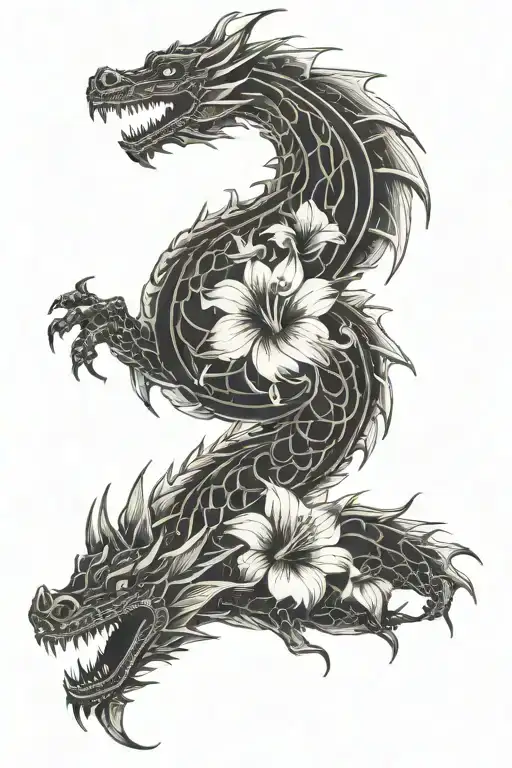 Dragon And Hibiscus Flower