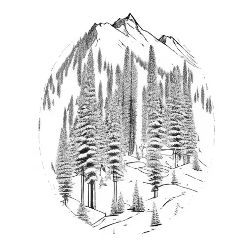 Mountain Scene With Sequoia Trees