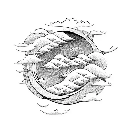 Wild Wave And Cloud Tattoo