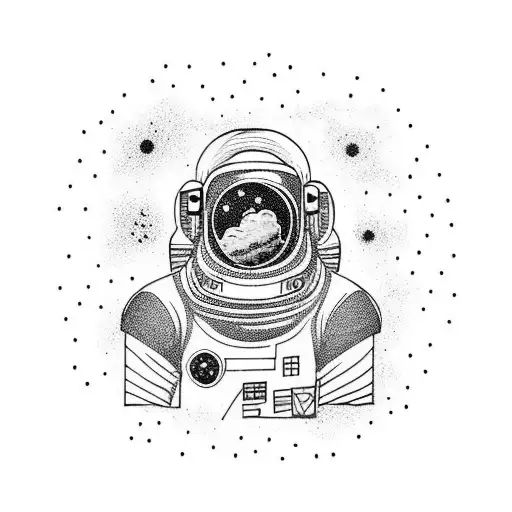 Black And Gold Tattoo Of Astronaut