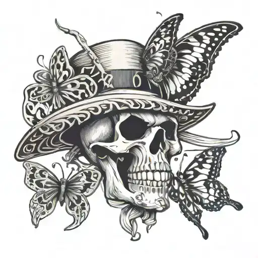Straw Hat Jolly Roger And Semicolon Butterfly