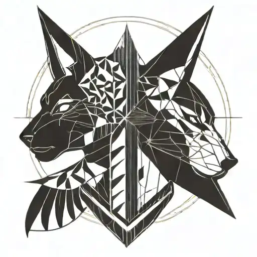 Anubis And Bastet Egyptian Goddess Head